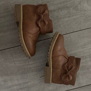 Brown Ankle Boots with Bow Detail